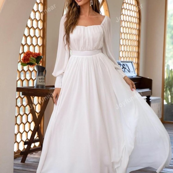 Women's Solid Color Rhinestone Collar Casual Lantern Sleeve Loose Hem Dress NWOT - Picture 2 of 10